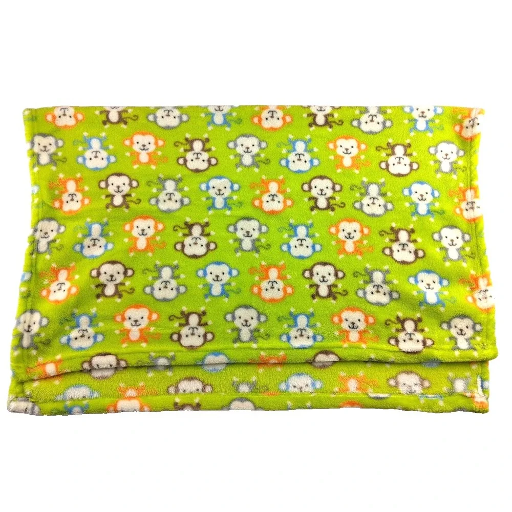 Baby Gear Green Monkey Blanket Blue Orange Gray Brown Fleece Neon Bright